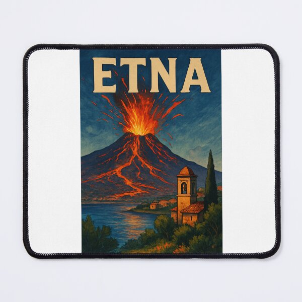 Item preview, Mount Etna at Night – Volcano Over Sicilian Coastline designed and sold by Places On Earth.