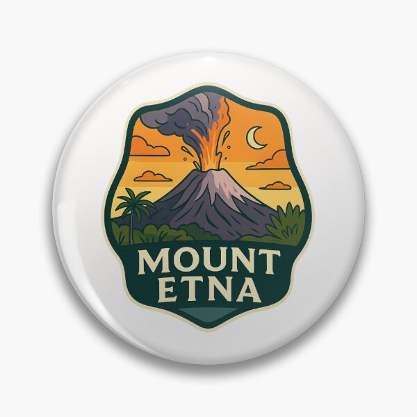 Item preview, Mount Etna Eruption Badge – Sicily Volcano Night Scene designed and sold by Places On Earth.