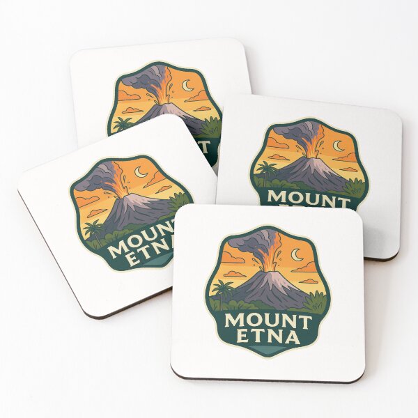 Item preview, Mount Etna Eruption Badge – Sicily Volcano Night Scene designed and sold by Places On Earth.