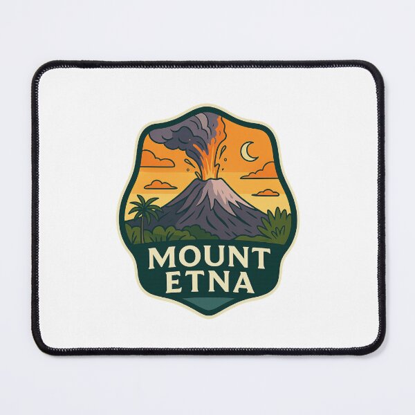 Item preview, Mount Etna Eruption Badge – Sicily Volcano Night Scene designed and sold by Places On Earth.
