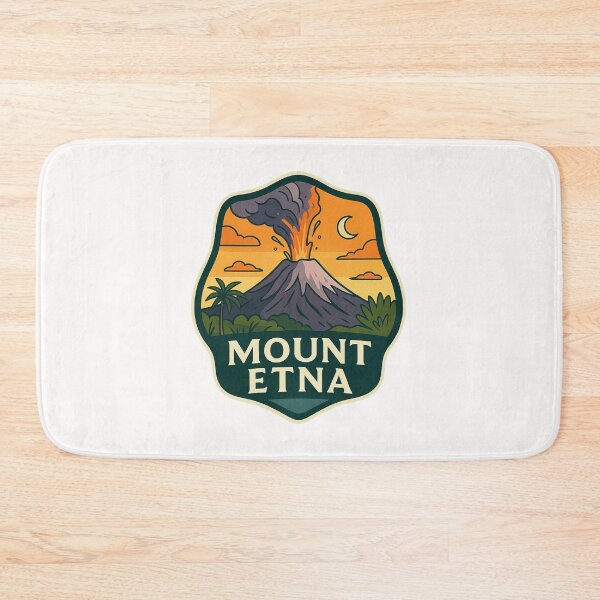 Item preview, Mount Etna Eruption Badge – Sicily Volcano Night Scene designed and sold by Places On Earth.