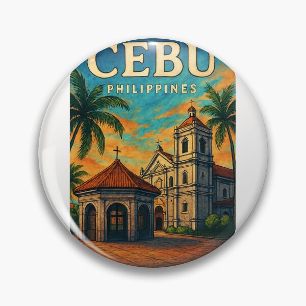 Item preview, Cebu Heritage Scene – Philippines Basilica with Palm Trees designed and sold by Places On Earth.