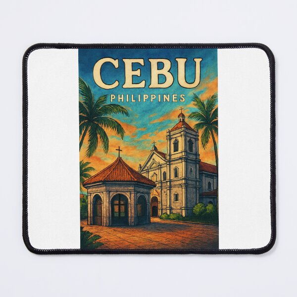 Item preview, Cebu Heritage Scene – Philippines Basilica with Palm Trees designed and sold by Places On Earth.