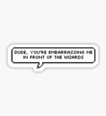 Dude, you're embarrassing me in front of the wizards Sticker