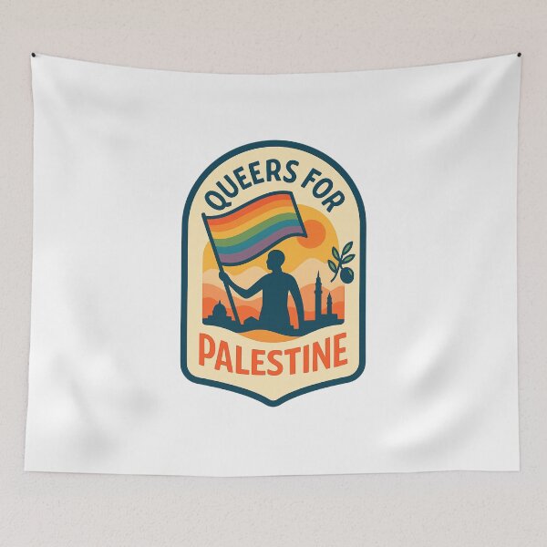 Item preview, Queers for Palestine Silhouette and Rainbow Flag designed and sold by Aryabek.
