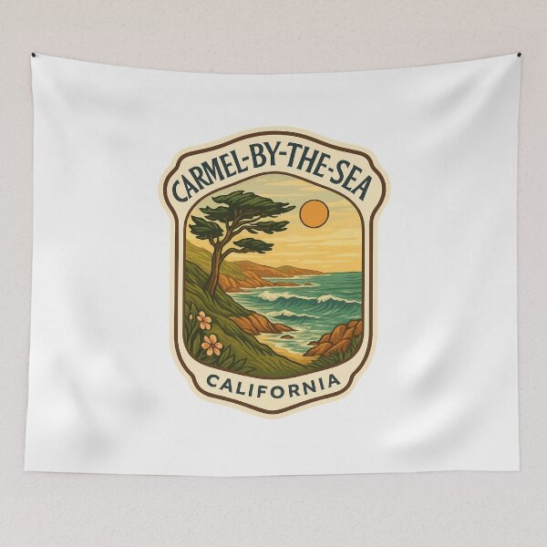 Item preview, Carmel-by-the-Sea Coastal Cypress and Sunset Coastline designed and sold by Aryabek.