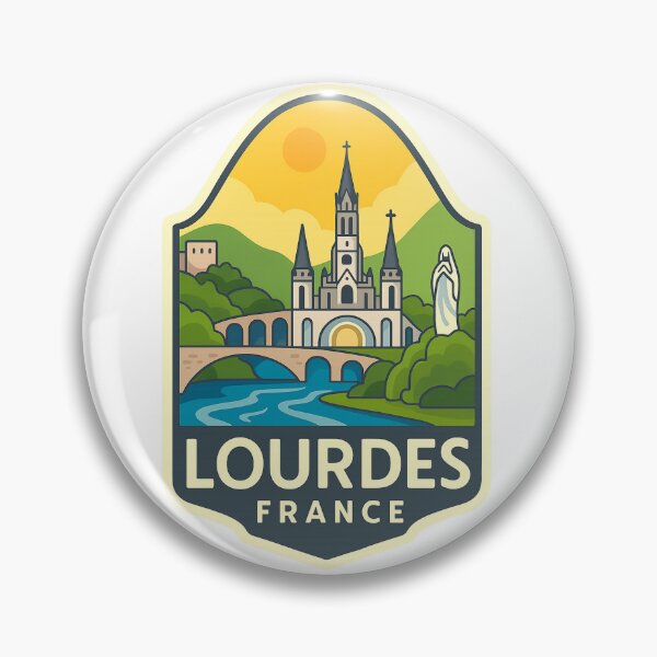 Item preview, Lourdes France – Sunset View of Pilgrimage Site and River designed and sold by Aryabek.