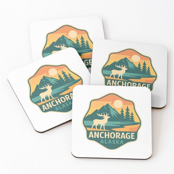 Item preview, Anchorage Alaska – Moose and Mountain Sunset Landscape designed and sold by Aryabek.