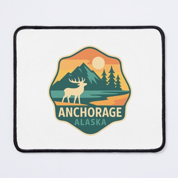 Item preview, Anchorage Alaska – Moose and Mountain Sunset Landscape designed and sold by Aryabek.