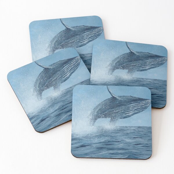 Item preview, Whale Jumping Over Waves – Surreal Ocean Painting Wall Art Print designed and sold by PourtionOfArt.