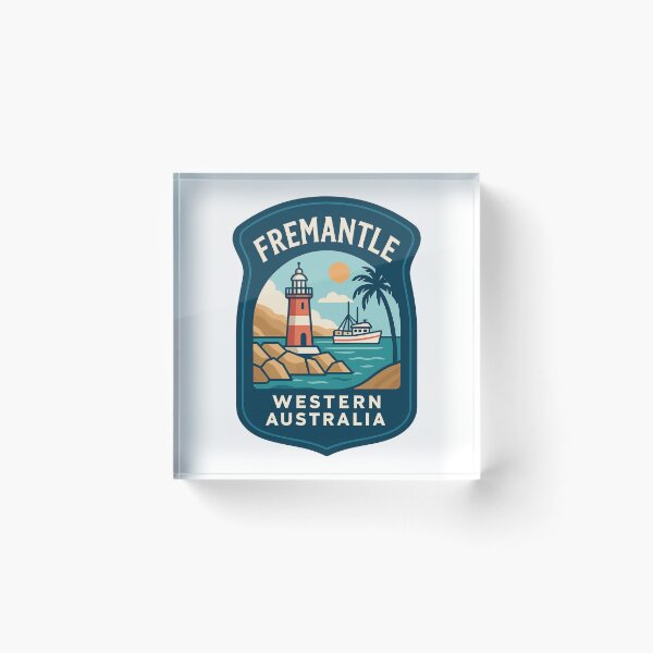 Artikelvorschau, Fremantle Western Australia Harbour mit Leuchtturm und Boot entworfen und verkauft von StampMyPassport.