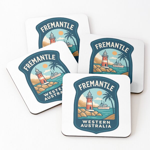 Artikelvorschau, Fremantle Western Australia Harbour mit Leuchtturm und Boot entworfen und verkauft von StampMyPassport.
