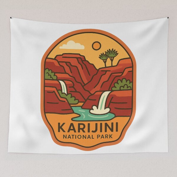 Item preview, Karijini National Park Western Australia Stylised Gorge and Waterfalls designed and sold by StampMyPassport.