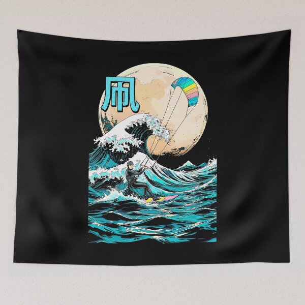 Item preview, Kiteboarding Kitesurfing Great Wave Off Kanagawa Surfer Sea designed and sold by GrandeDuc.