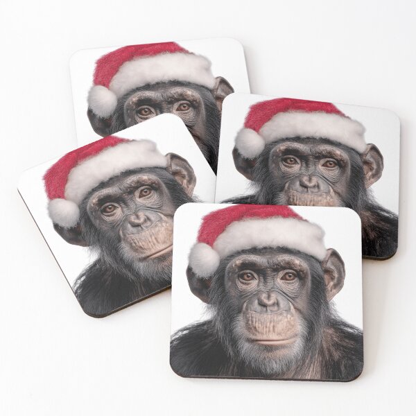 Item preview, Chimpanzee with Christmas Hat – Festive Chimpanzee Xmas Design designed and sold by LazyOwlStore.