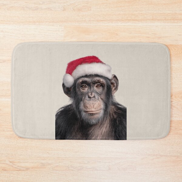 Item preview, Chimpanzee with Christmas Hat – Festive Chimpanzee Xmas Design designed and sold by LazyOwlStore.