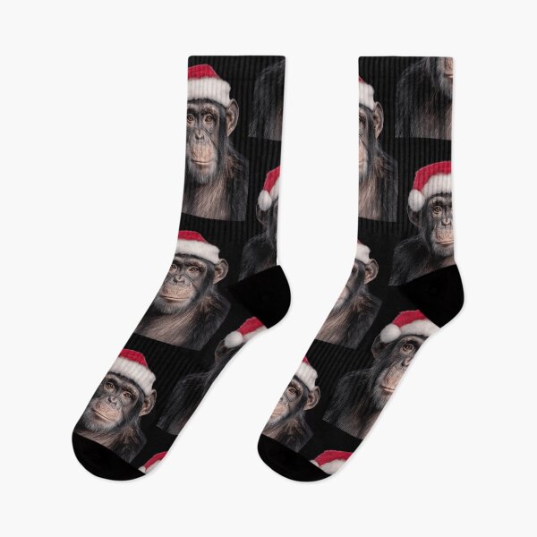 Item preview, Chimpanzee with Christmas Hat – Festive Chimpanzee Xmas Design designed and sold by LazyOwlStore.
