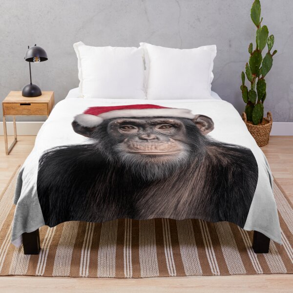 Item preview, Chimpanzee with Christmas Hat – Festive Chimpanzee Xmas Design designed and sold by LazyOwlStore.