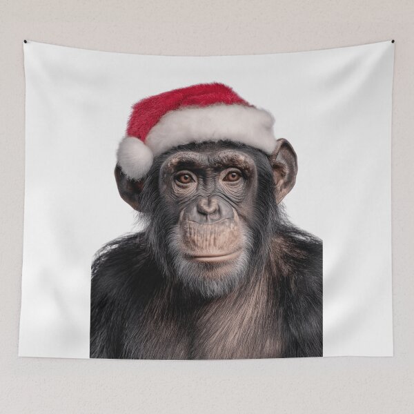 Item preview, Chimpanzee with Christmas Hat – Festive Chimpanzee Xmas Design designed and sold by LazyOwlStore.