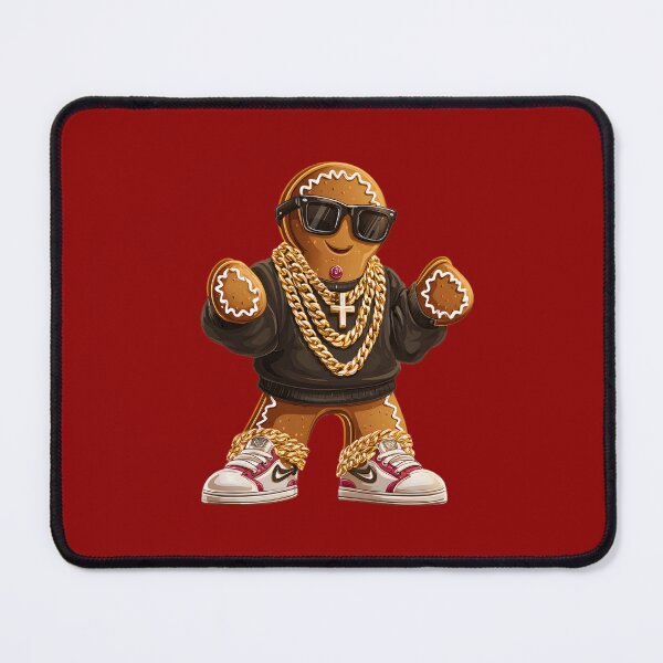Item preview, Fashionable Christmas gingerbread man in a leather jacket with gold chains and sneakers. designed and sold by OlhaBondarenko.