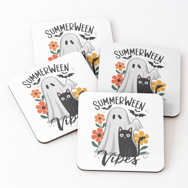 Item preview, Coquette Summerween Vibes Ghost and Back Cat Floral designed and sold by Vastingan.
