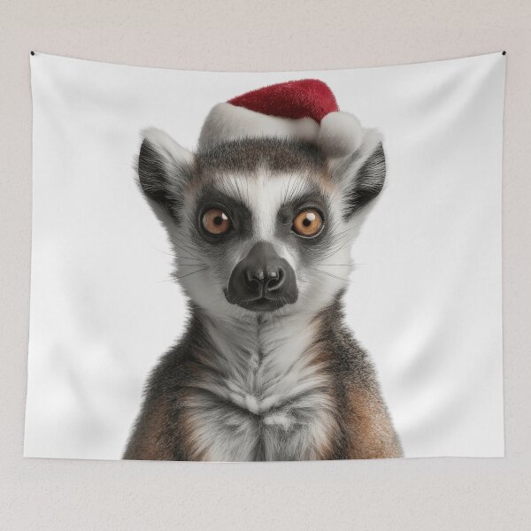 Artikelvorschau, Lemur mit Weihnachtsmütze – Festliches Lemur-Weihnachtsdesign entworfen und verkauft von LazyOwlStore.