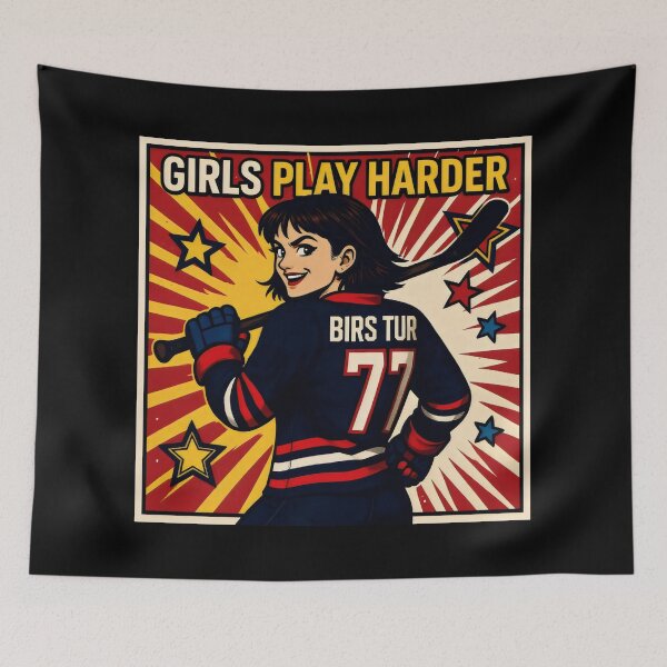 Item preview, Retro Comic-Style Girl Holding Hockey Stick designed and sold by SplashTastic.