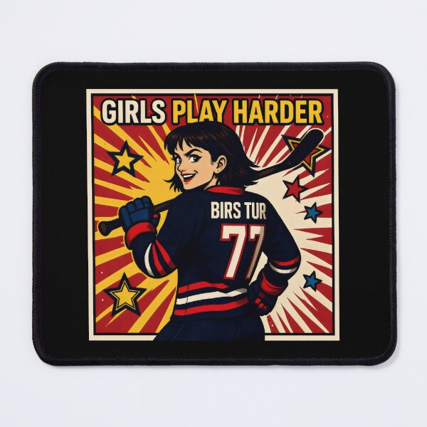 Item preview, Retro Comic-Style Girl Holding Hockey Stick designed and sold by SplashTastic.