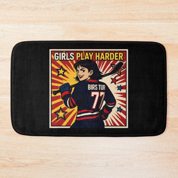 Item preview, Retro Comic-Style Girl Holding Hockey Stick designed and sold by SplashTastic.
