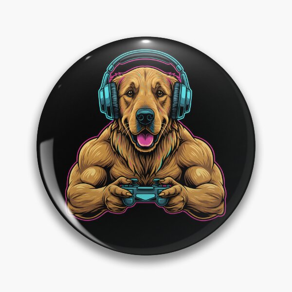 Item preview, Funny Muscleman Golden Retriever Plays Video Games designed and sold by thebest-2studio.