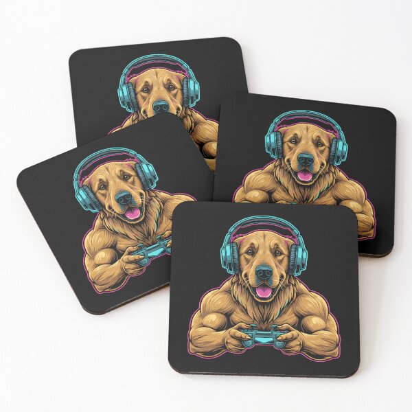 Item preview, Funny Muscleman Golden Retriever Plays Video Games designed and sold by thebest-2studio.