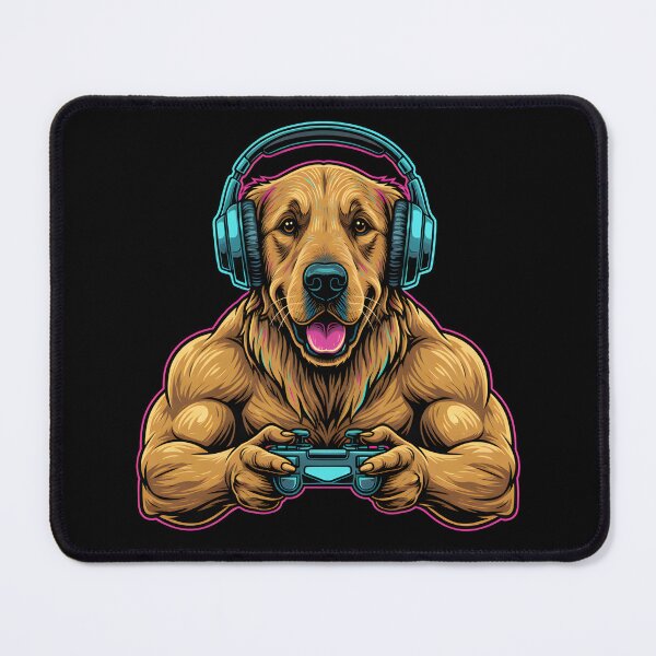 Item preview, Funny Muscleman Golden Retriever Plays Video Games designed and sold by thebest-2studio.