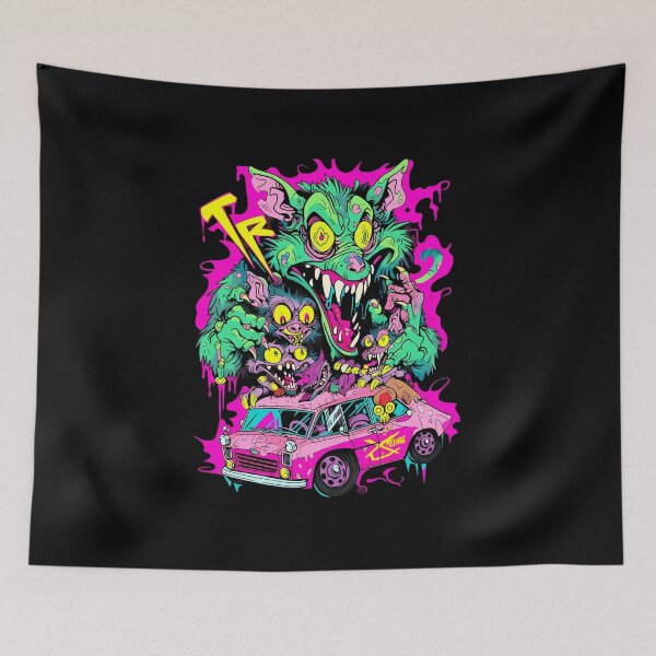 Item preview, Ratfink Neon Rat Monster Pink Car Chaos Drive designed and sold by Witchwayto254.