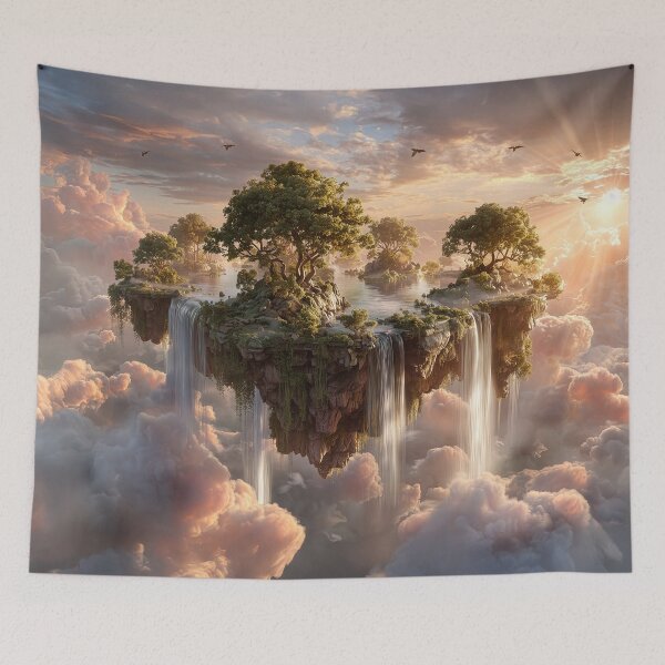 Item preview, Surreal Floating Islands With Waterfalls Above Clouds designed and sold by Jirka Svetlik, Studio Illuvision.