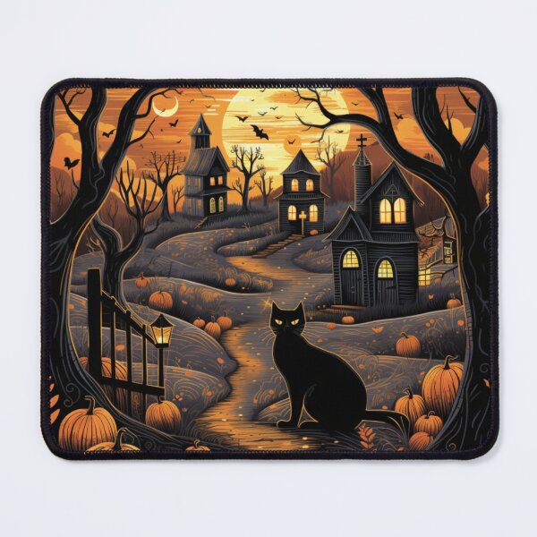 Item preview, Vintage Autumn Halloween Scene Black Cat Occult designed and sold by GrinGalore.