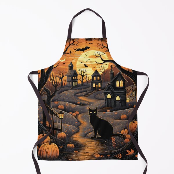 Item preview, Vintage Autumn Halloween Scene Black Cat Occult designed and sold by GrinGalore.