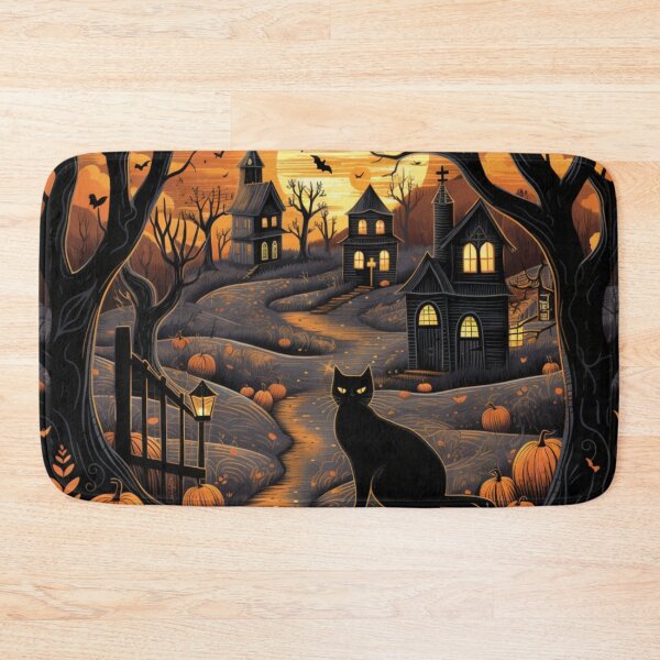 Item preview, Vintage Autumn Halloween Scene Black Cat Occult designed and sold by GrinGalore.