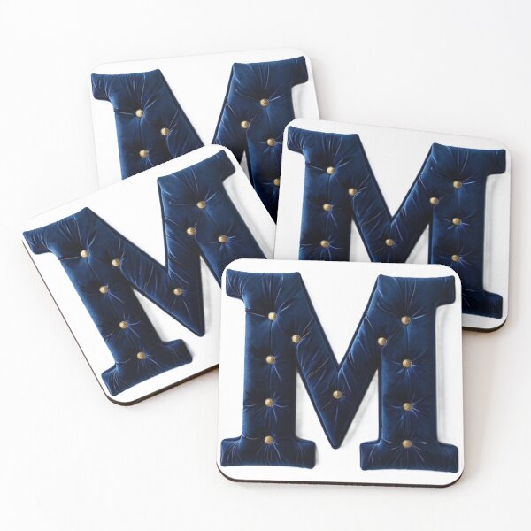 Item preview, The Letter M VELVET deep Blue Turquoise Pillow designed and sold by JadedVintage.