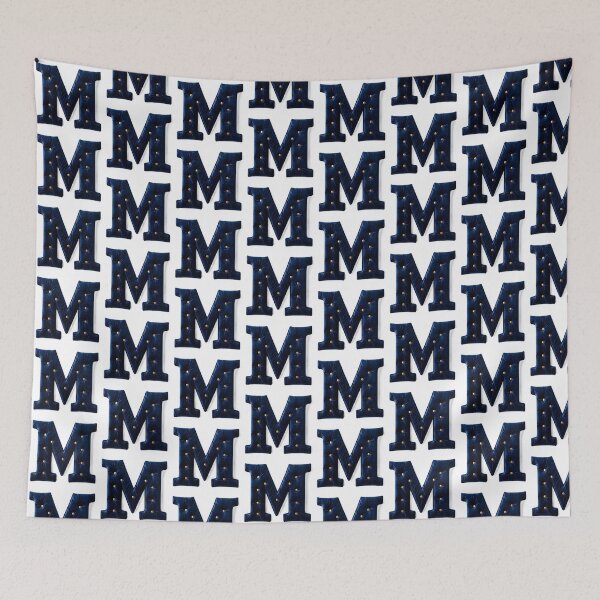 Item preview, The Letter M VELVET deep Blue Turquoise Pillow designed and sold by JadedVintage.