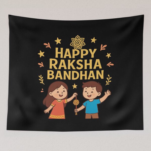 Item preview, Happy Raksha Bandhan Design | Cute Brother Sister Illustration & Festive Typography Art designed and sold by TshirtMyMom.