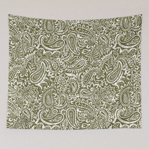 Item preview, Tear Drop Paisley-Dull Muave Olive Green Grunge Effect Vice Versa designed and sold by Fabricatemyart.