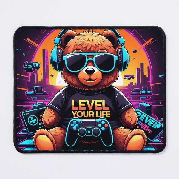Item preview, Gamer Bear Level Up  Cute Cool Bear designed and sold by Petriaarnio.