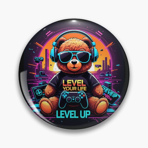 Item preview, Gamer Bear Level Up  Cute Cool Bear designed and sold by Petriaarnio.