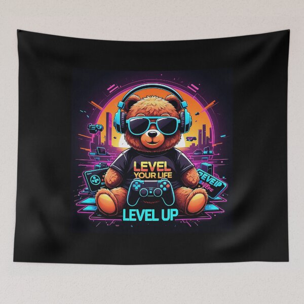 Item preview, Gamer Bear Level Up  Cute Cool Bear designed and sold by Petriaarnio.