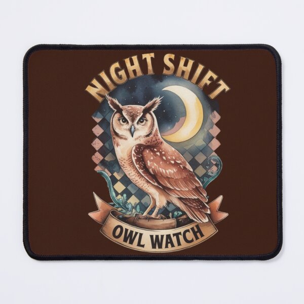 Item preview, Night Shift Owl Checkered Watercolor designed and sold by JediKittenWars.