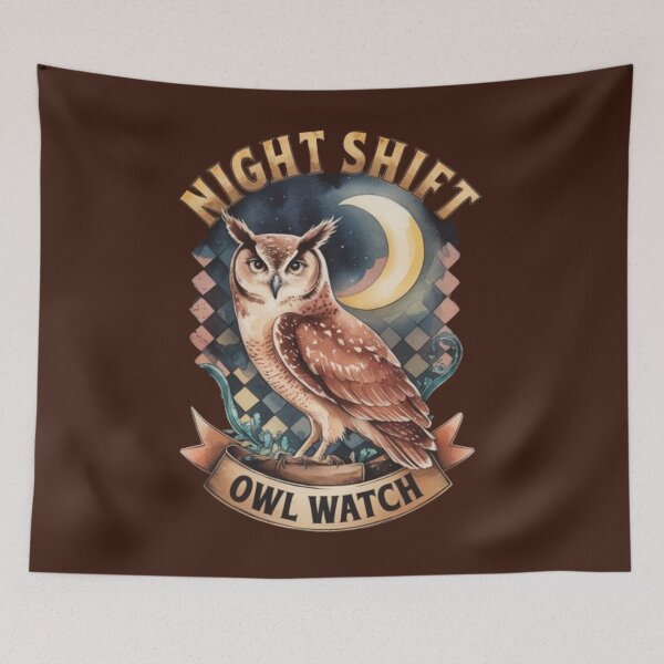Item preview, Night Shift Owl Checkered Watercolor  designed and sold by JediKittenWars.