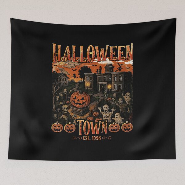 Item preview, Halloween Town Pumpkin Graveyard Spooky Nightscape designed and sold by Snowmiser254.