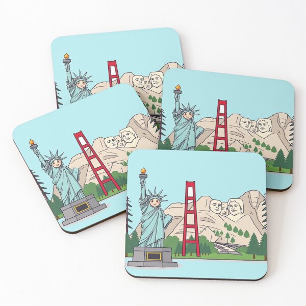 Item preview, Cute USA Landmarks Cartoon Illustration designed and sold by Wizdem Artworkz.