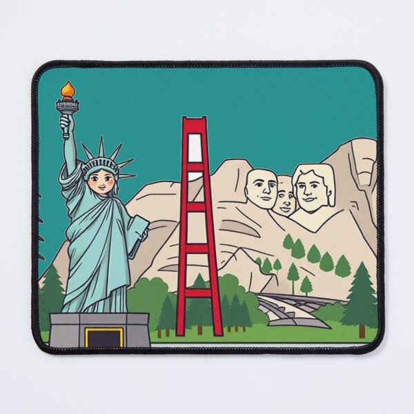 Item preview, Cute USA Landmarks Cartoon Illustration designed and sold by Wizdem Artworkz.