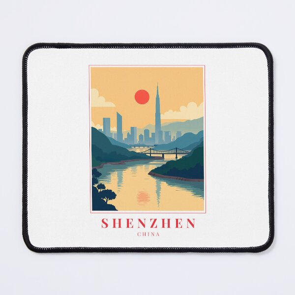 Item preview, Shenzhen China Illustration – Futuristic Skyline, Urban Streets & Coastal Energy designed and sold by MapMyMiles.